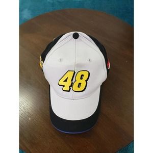Nascar Jimmie Johnson Racing #48 Hat Snapback Mens Quaker State Black White
